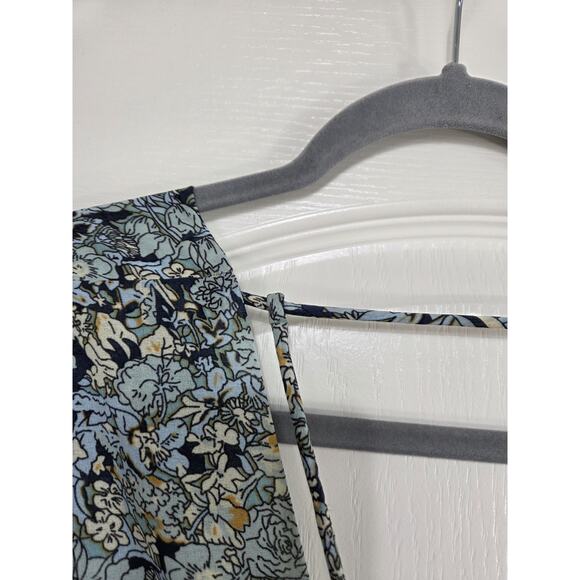 Maje Rachelli Blue Floral Chiffon Ruffled Elegant Midi Dress, Size Small (36) - Picture 4 of 15